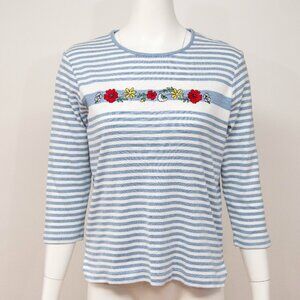 Cathy Daniels Pullover 3/4 Length Sleeves 100% Cotton Top Size Medium